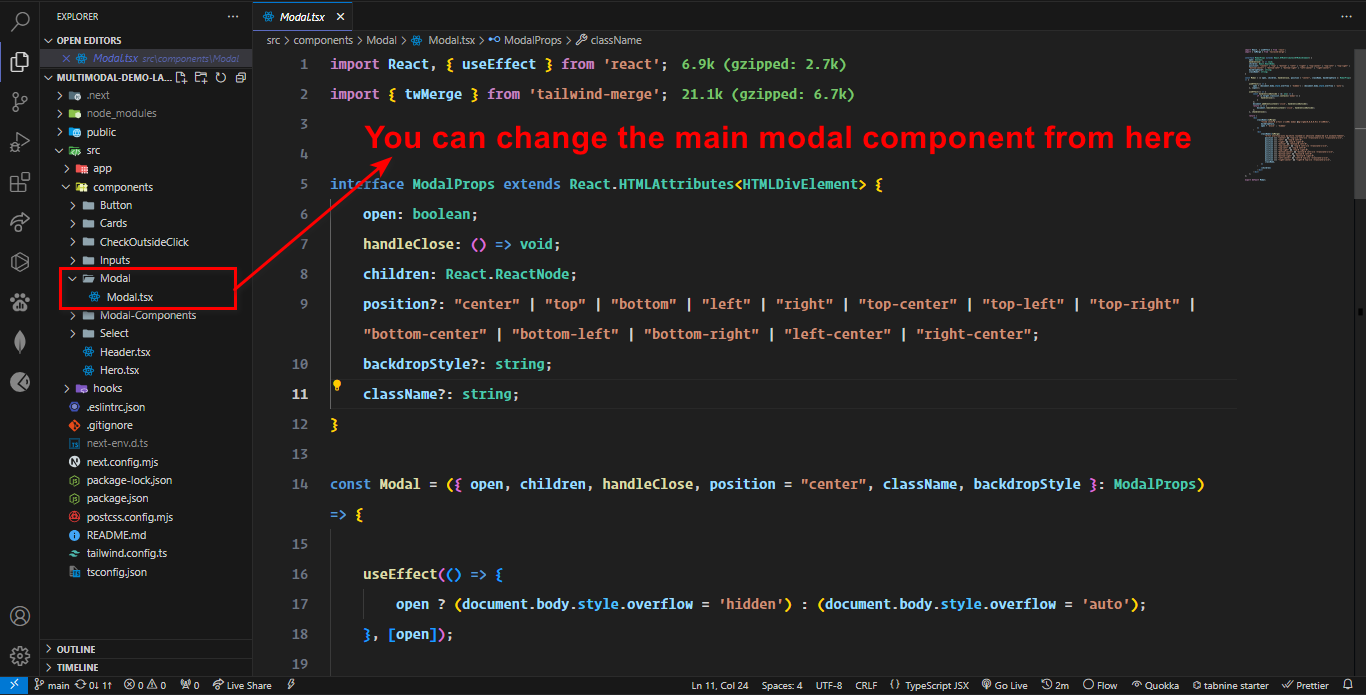 Modal Component Change